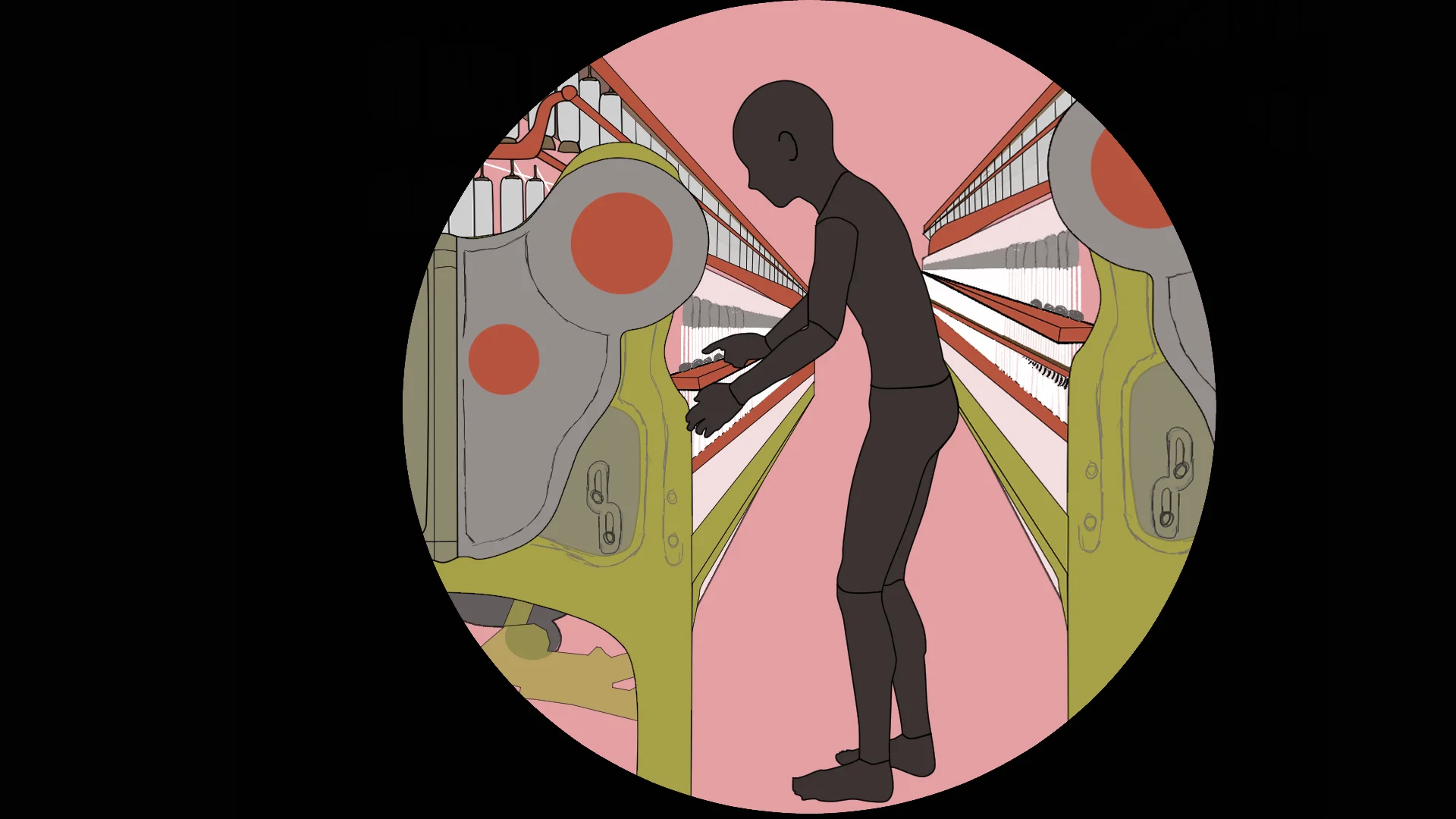 Drawing of a child in a factory Drawing of a child in a factory